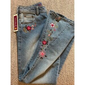 NEW SO REAL SO RIGHT Girls Embellished Denim Y2K Jeans 14 Blue Stretch Bootcut